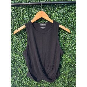 Carbon38 Black Cropped Twist Front Tank Top Sz XS NWOT